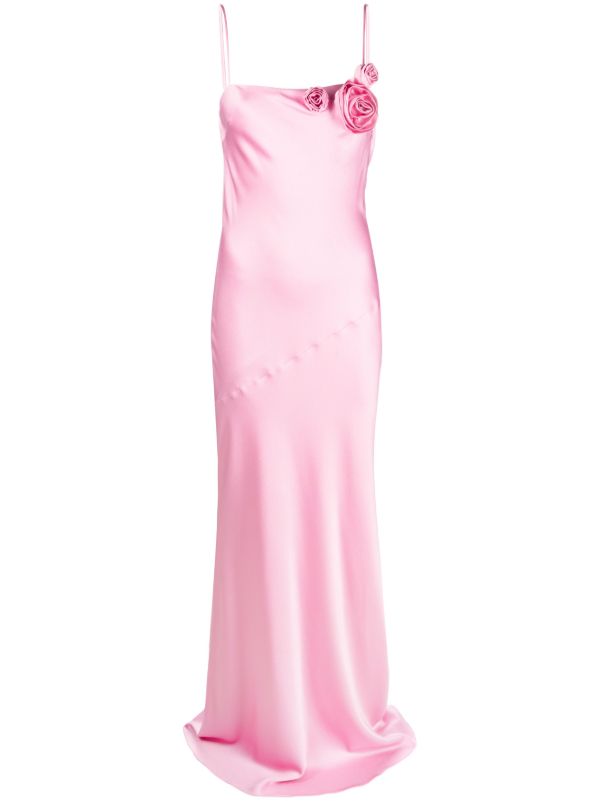 Blumarine Pink Rose Appliqué Maxi Dress | Browns Cocktail & Party Dresses