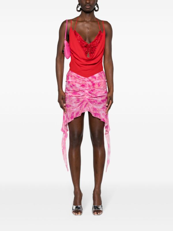 Blumarine Red Butterfly-Bodice Silk Top | Browns Blouses