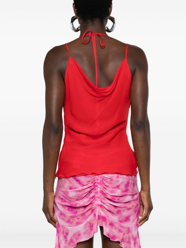 Blumarine Red Butterfly-Bodice Silk Top | Browns Blouses