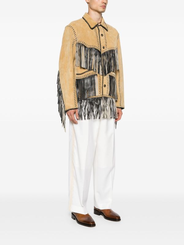 BODE Brown Fringed Leather Jacket | Browns Leather Jackets