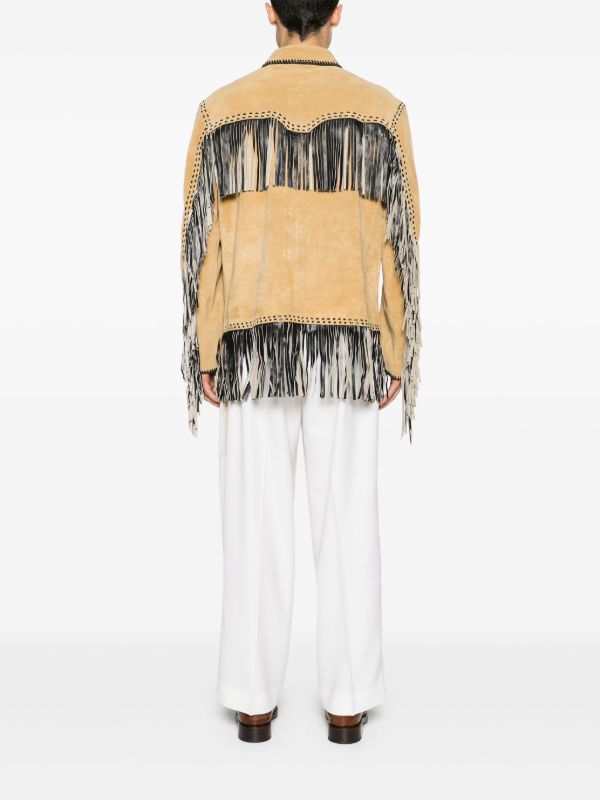 BODE Brown Fringed Leather Jacket | Browns Leather Jackets