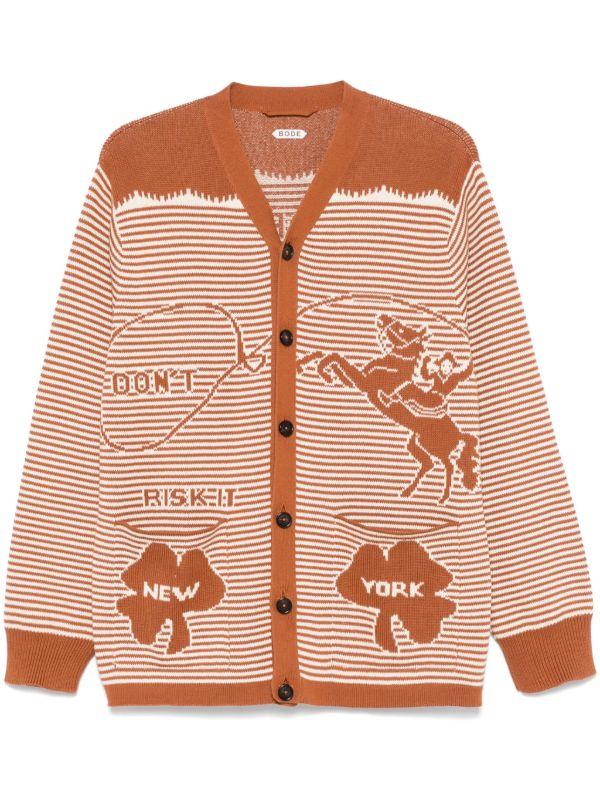BODE Brown Intarsia-Knit Cardigan | Browns Cardigans