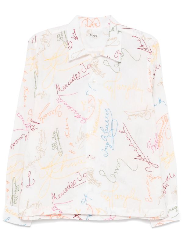 BODE White Signature Scrawl Shirt | Browns Shirts