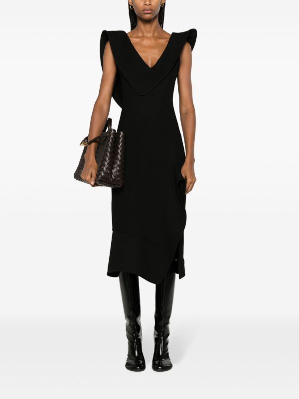 Bottega Veneta Black Asymmetric Midi Dress | Browns Day Dresses