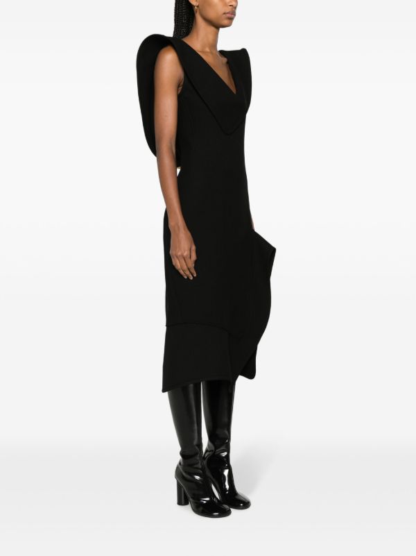 Bottega Veneta Black Asymmetric Midi Dress | Browns Day Dresses