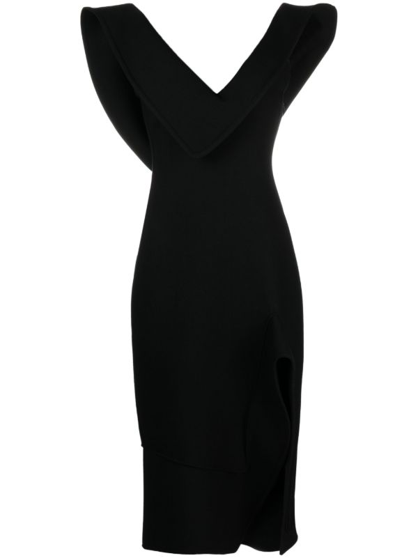 Bottega Veneta Black Asymmetric Midi Dress | Browns Day Dresses
