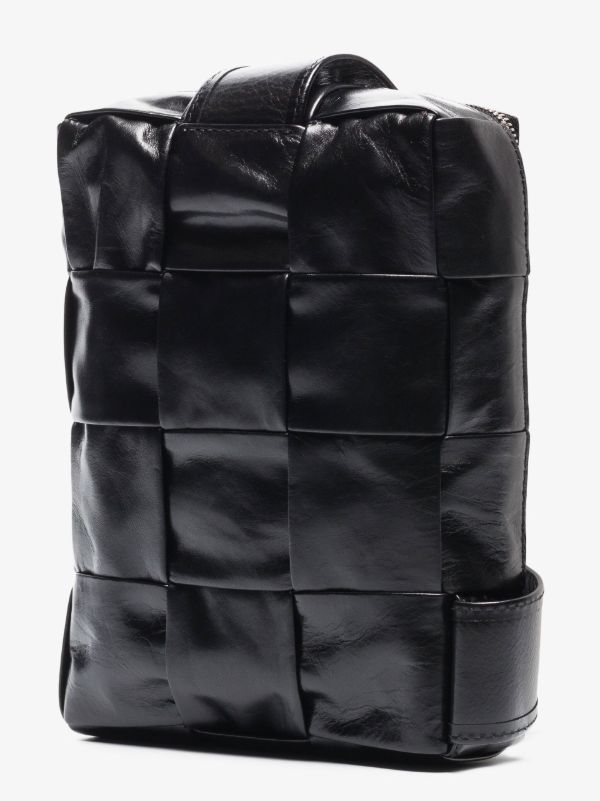 Bottega Veneta Black Cassette Mini Intreccio Leather Crossbody Bag | Browns Messenger Bags