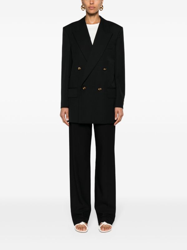 Bottega Veneta Black Double-Breasted Wool Blazer | Browns Blazers