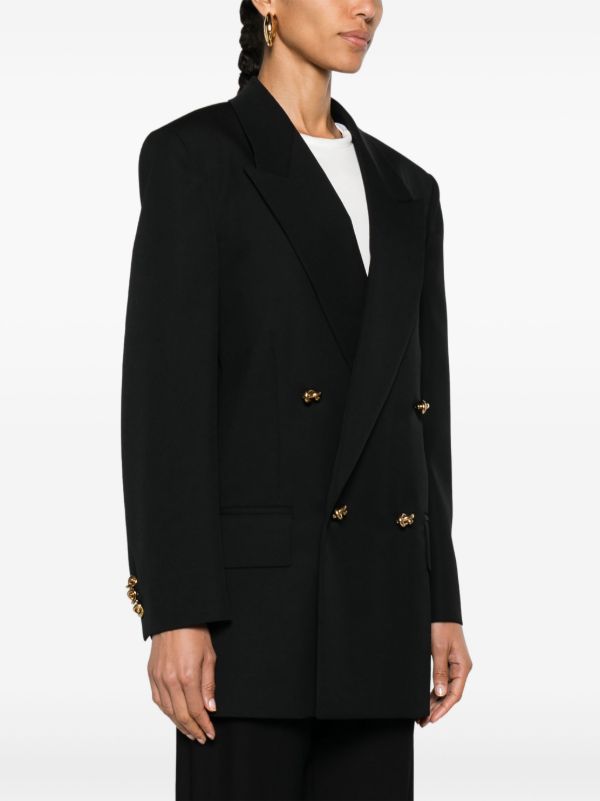Bottega Veneta Black Double-Breasted Wool Blazer | Browns Blazers
