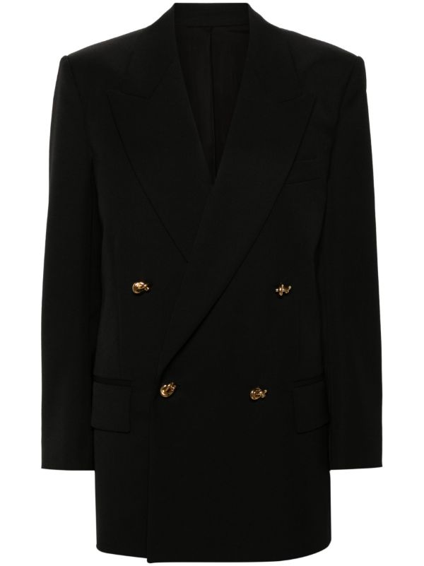 Bottega Veneta Black Double-Breasted Wool Blazer | Browns Blazers