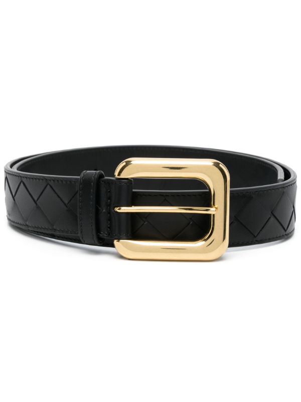 Bottega Veneta Black Intrecciato Leather Belt | Browns Belts