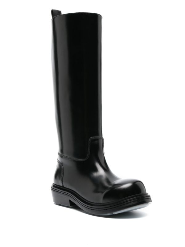 Bottega Veneta Black Knee High Leather Boots | Browns Boots