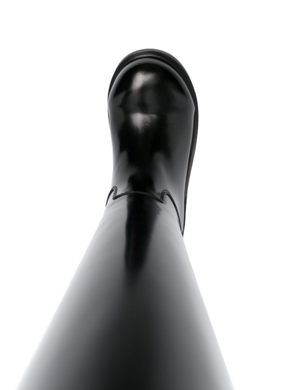 Bottega Veneta Black Knee High Leather Boots | Browns Boots