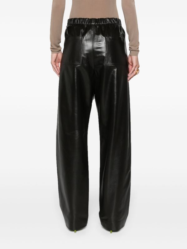 Bottega Veneta Black Low-Waist Straight-Leg Leather Trousers | Browns Straight-Leg Pants
