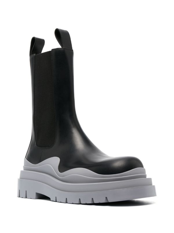 Bottega Veneta Black Tire Leather Chelsea Boots | Browns Boots
