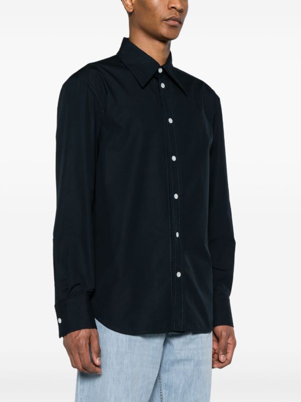 Bottega Veneta Blue Compact Button-Up Cotton Shirt | Browns Shirts