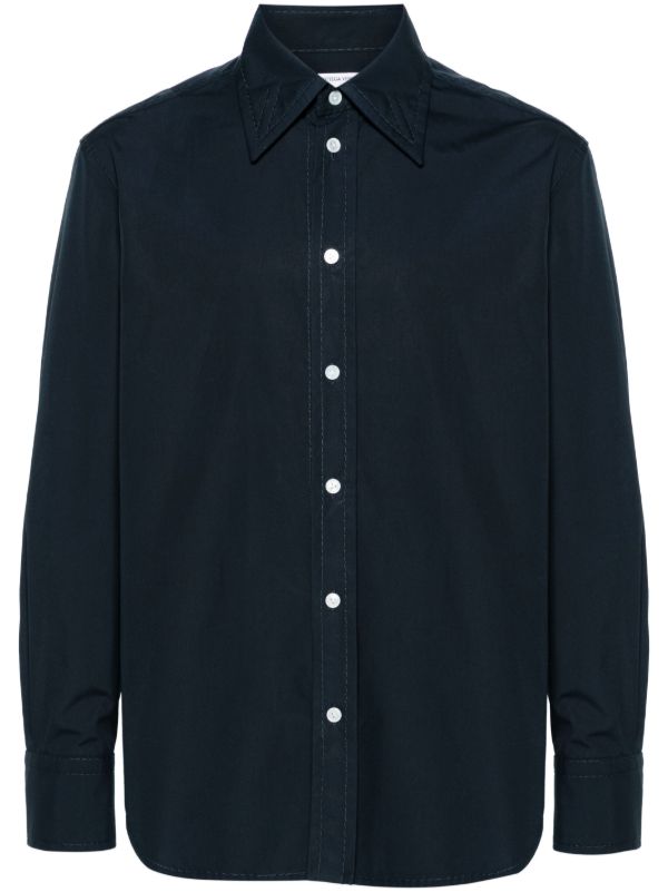 Bottega Veneta Blue Compact Button-Up Cotton Shirt | Browns Shirts