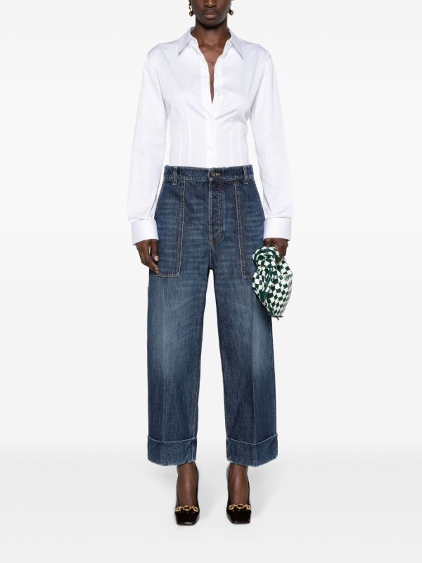 Bottega Veneta Blue High-Rise Straight-Leg Jeans | Browns Straight-Leg Jeans