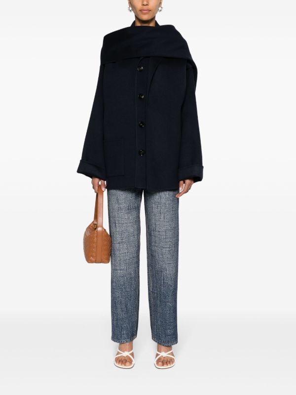 Bottega Veneta Blue Layered Single-Breasted Jacket | Browns Oversized Jackets