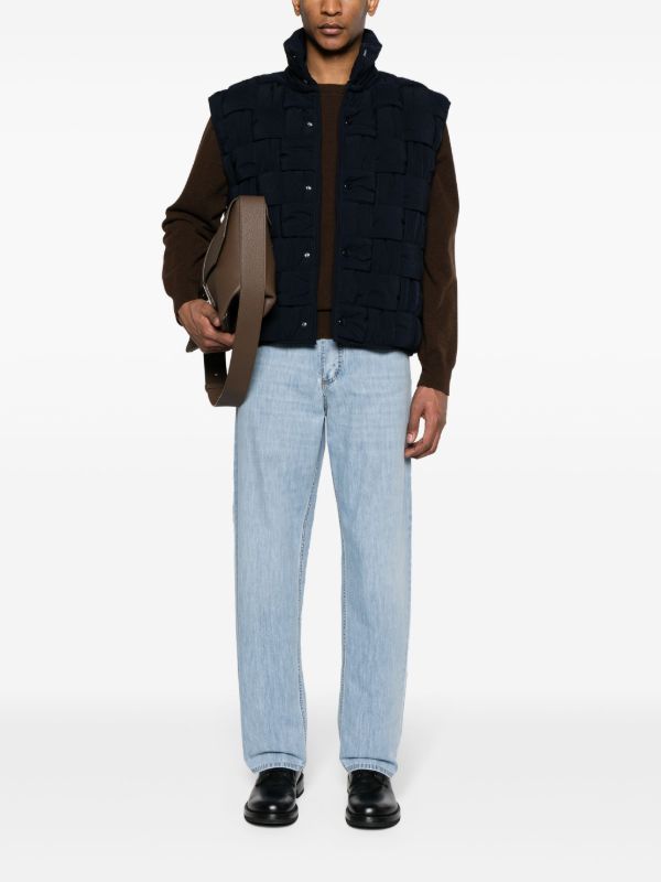 Bottega Veneta Blue Maxi Intrecciato Quilted Gilet | Browns Waistcoats & Gilets