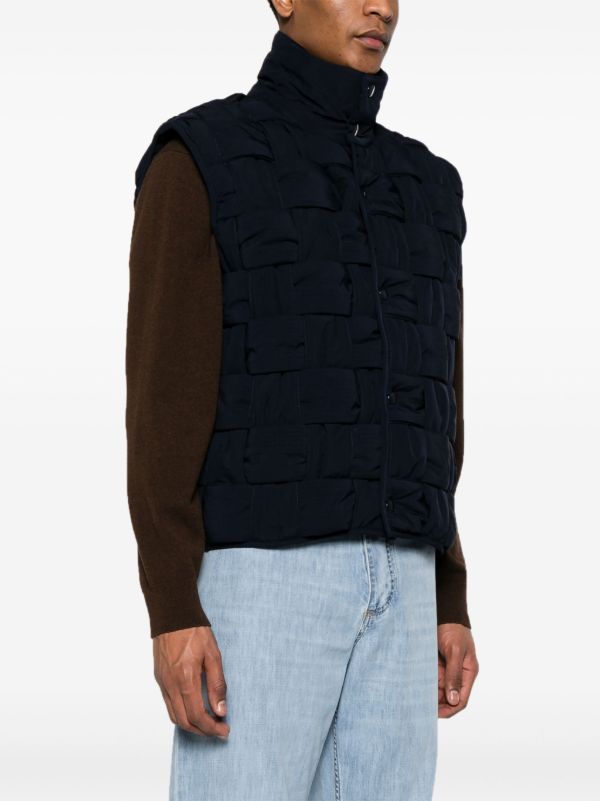 Bottega Veneta Blue Maxi Intrecciato Quilted Gilet | Browns Waistcoats & Gilets