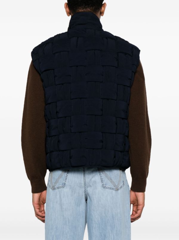 Bottega Veneta Blue Maxi Intrecciato Quilted Gilet | Browns Waistcoats & Gilets