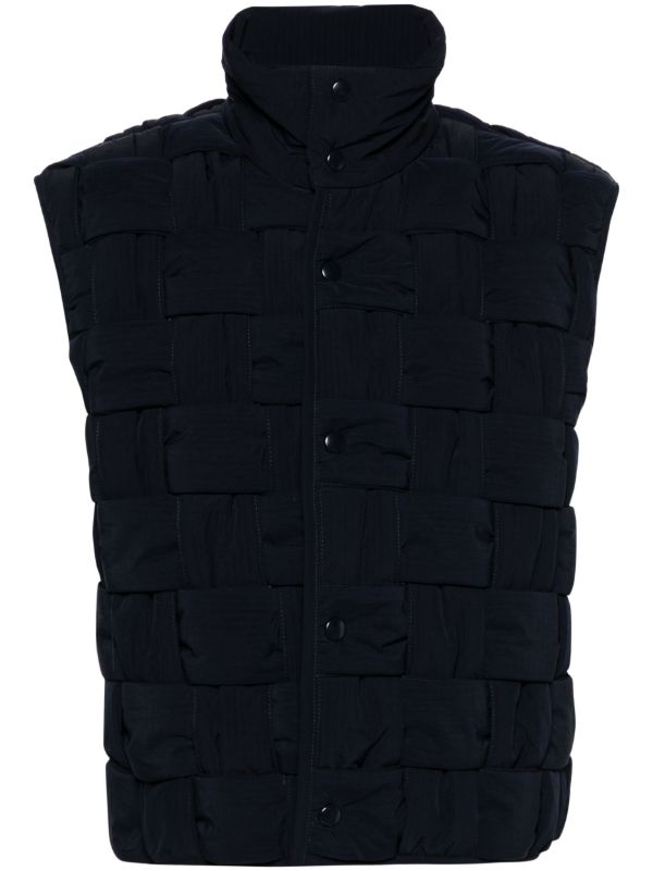 Bottega Veneta Blue Maxi Intrecciato Quilted Gilet | Browns Waistcoats & Gilets