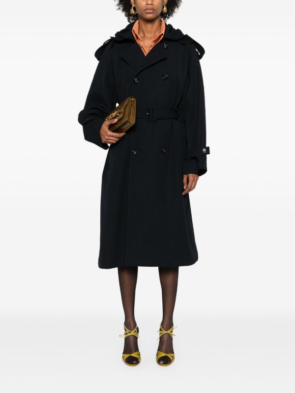 Bottega Veneta Blue Wool Belted Trench Coat | Browns Trench Coats & Raincoats