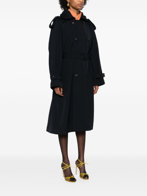 Bottega Veneta Blue Wool Belted Trench Coat | Browns Trench Coats & Raincoats
