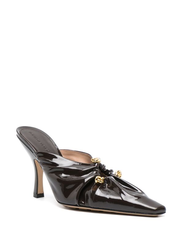 Bottega Veneta Brown Bunnie 90 Leather Mules | Browns Mules