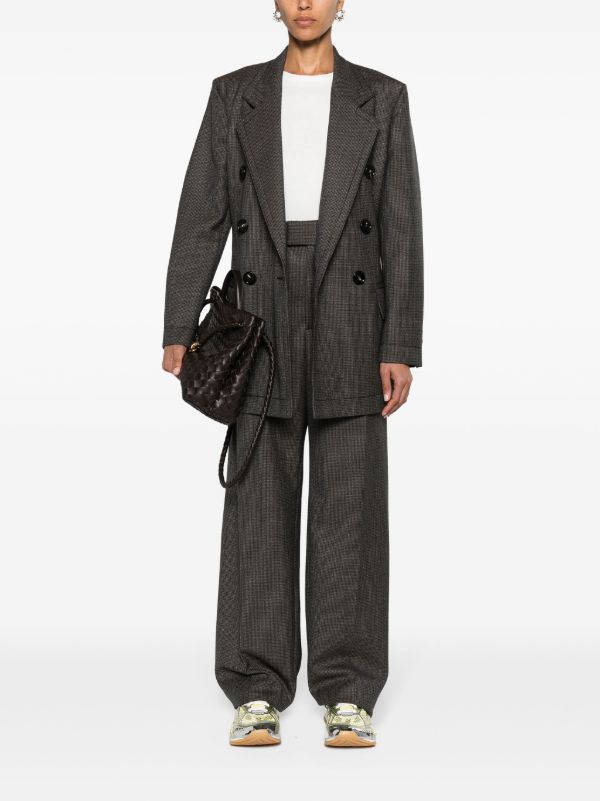 Bottega Veneta Brown Double-Breasted Houndstooth Blazer | Browns Blazers