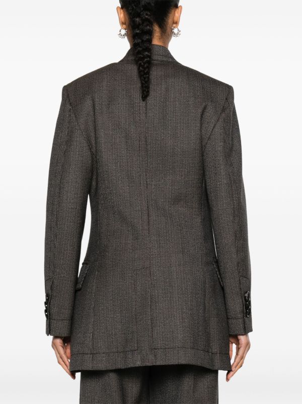 Bottega Veneta Brown Double-Breasted Houndstooth Blazer | Browns Blazers