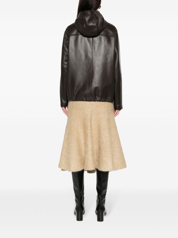 Bottega Veneta Brown Hooded Leather Jacket | Browns Leather Jackets