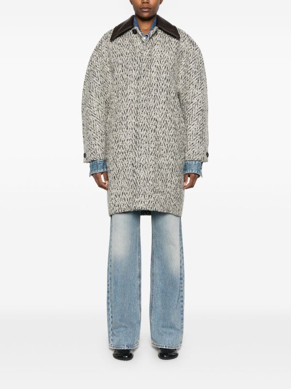 Bottega Veneta Contrasting Collar Coat | Browns Single Breasted Coats