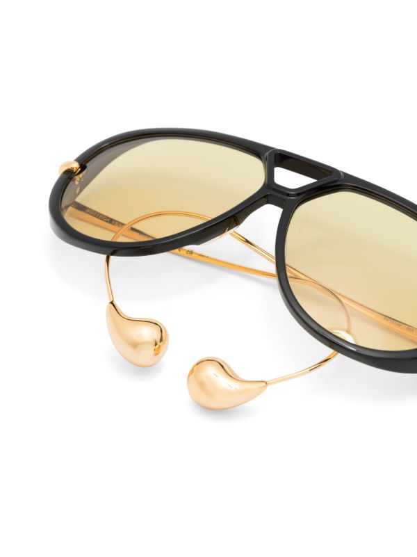 Bottega Veneta Eyewear Black Drops Pilot-Frame Sunglasses | Browns Sunglasses