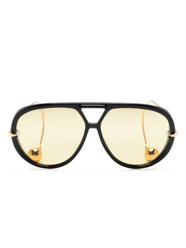 Bottega Veneta Eyewear Black Drops Pilot-Frame Sunglasses | Browns Sunglasses