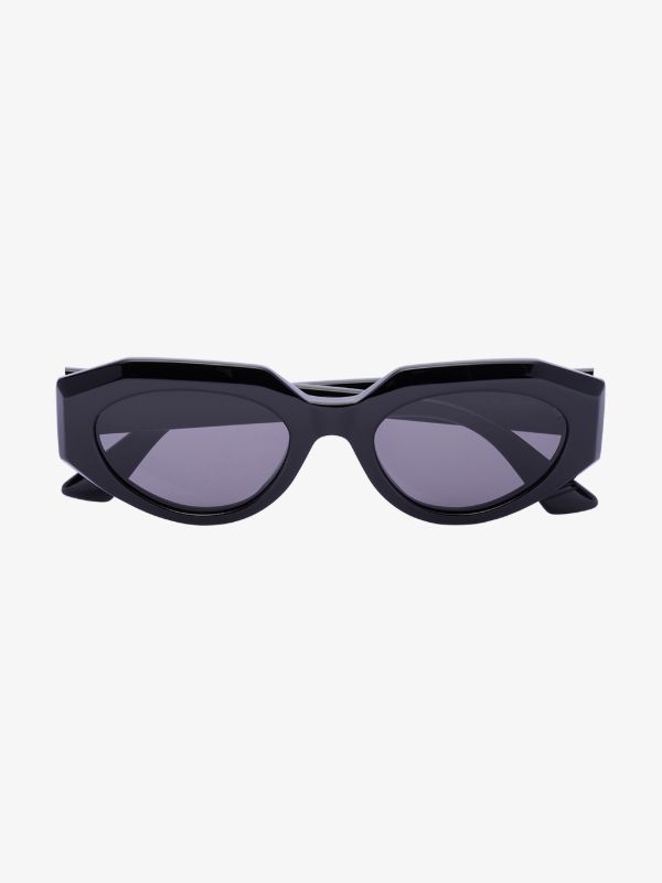 Bottega Veneta Eyewear Black Facet oval sunglasses | Browns Sunglasses