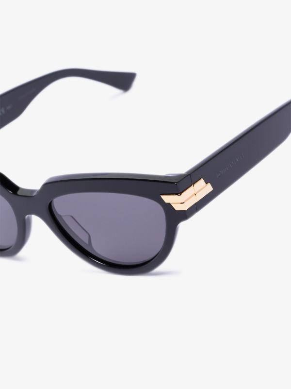 Bottega Veneta Eyewear Black Oversized Cat Eye Sunglasses | Browns Sunglasses