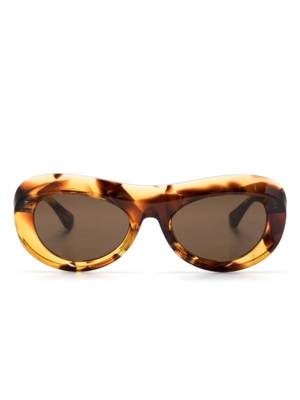 Bottega Veneta Eyewear brown oval-frame sunglasses | Browns Sunglasses