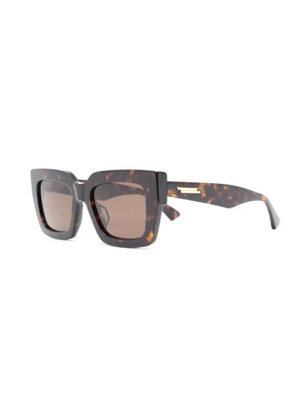 Bottega Veneta Eyewear Brown Tortoiseshell-Effect Sunglasses | Browns Sunglasses