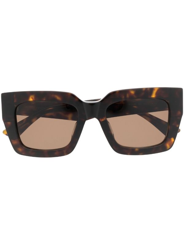 Bottega Veneta Eyewear Brown Tortoiseshell-Effect Sunglasses | Browns Sunglasses