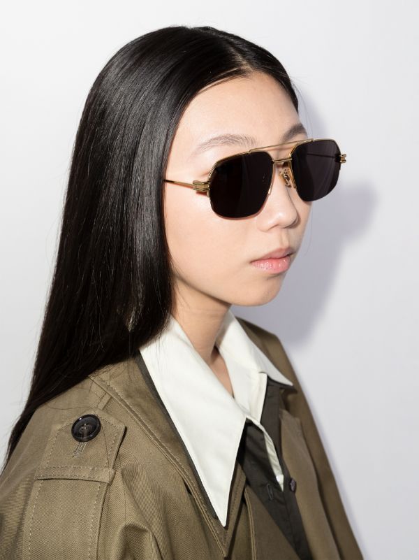 Bottega Veneta Eyewear Gold-tone Bond Aviator-style Sunglasses | Browns Sunglasses