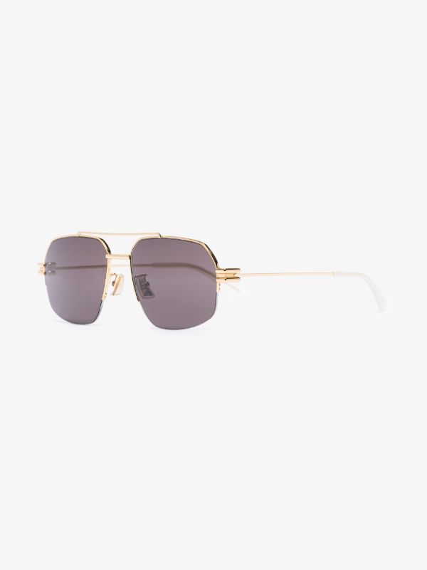 Bottega Veneta Eyewear Gold-tone Bond Aviator-style Sunglasses | Browns Sunglasses