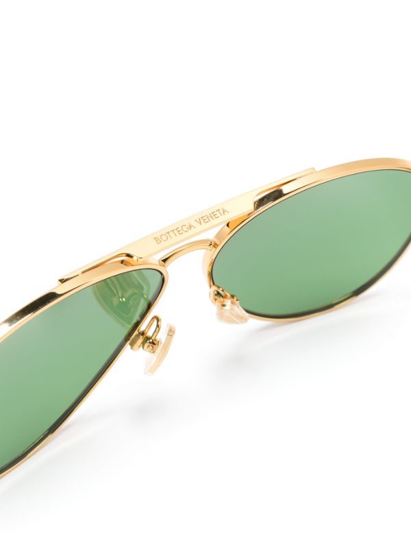 Bottega Veneta Eyewear Gold-Tone Sardine Pilot-Frame Sunglasses | Browns Sunglasses