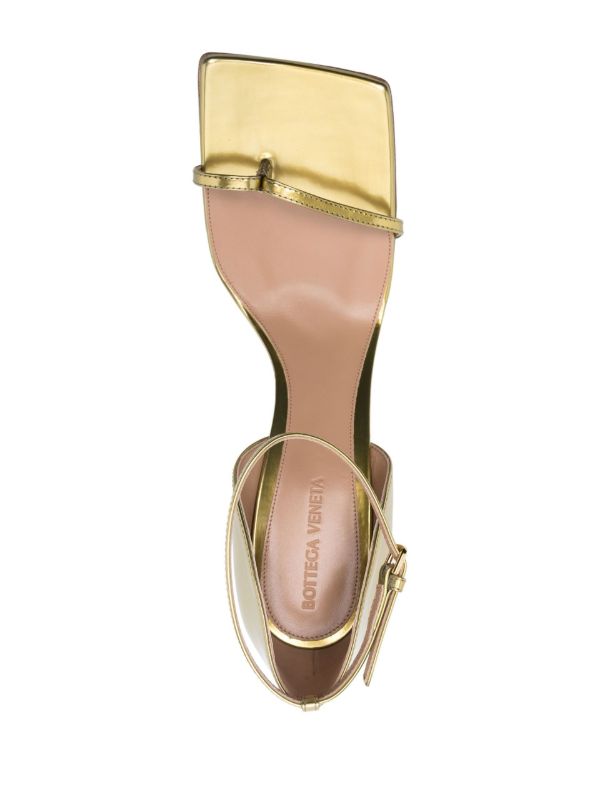 Bottega Veneta Gold Stretch 90 Leather Sandals | Browns Sandals