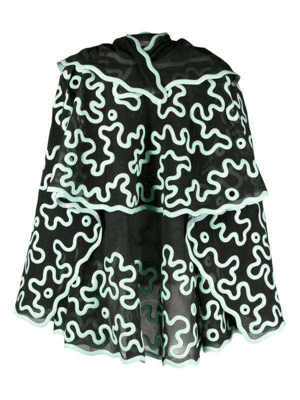 Bottega Veneta Green 3D-printed Sheer Cape Blouse | Browns Blouses