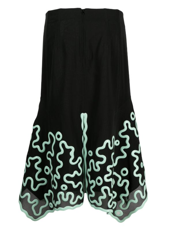 Bottega Veneta Green Abstract 3D-Print Silk Skirt | Browns Asymmetric & Draped Skirts