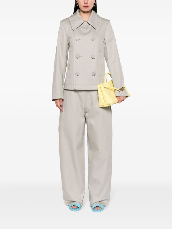 Bottega Veneta Grey Double-Breasted Cotton Jacket | Browns Blazers