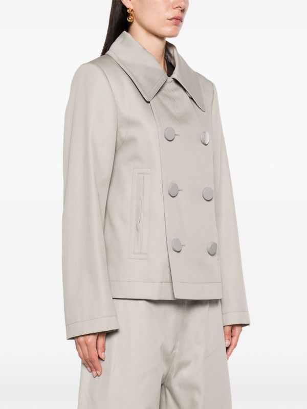 Bottega Veneta Grey Double-Breasted Cotton Jacket | Browns Blazers