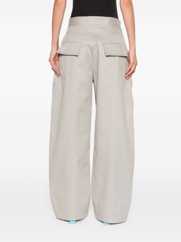 Bottega Veneta Grey Wide-Leg Cotton Trousers | Browns Wide-Leg Pants